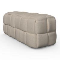 HOCKERBANK Ella Beige Bouclé Gepolstert - Creme, Holz (110/45/45cm) - Bessagi Home