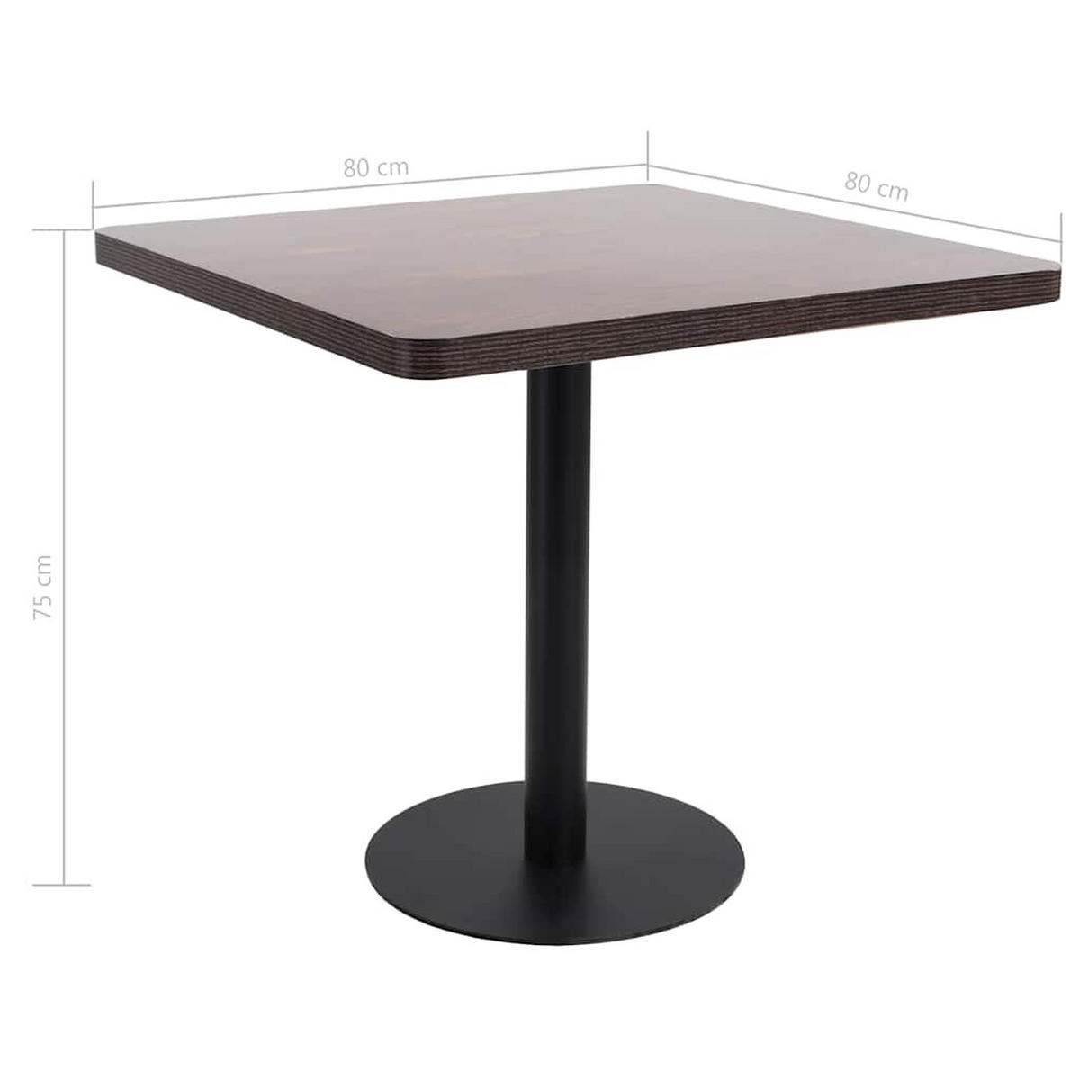 BISTROTISCH Dunkelbraun 80/80 Cm Mdf - Dunkelbraun, Holzwerkstoff (80/80/75cm) - vidaXL