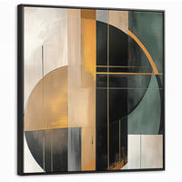 LEINWAND Bilder mit Rahmen - Abstrakt - Gold - Bronze - Grün - Formen - Modern - 90x90 - Multicolor, Textil (90/90cm) - MuchoWow