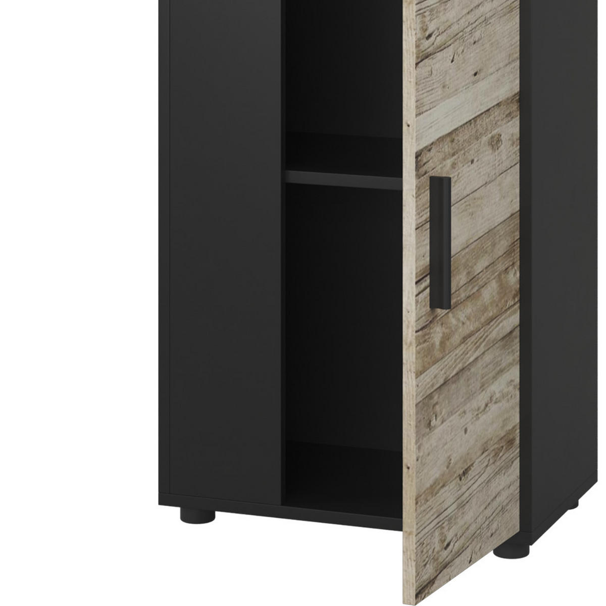 KOMMODE Berno Schwarz/Sandeiche 50.1 x 87.3 cm mit 2 Fächern - Schwarz/Sonoma Eiche, Holzwerkstoff (50.1/87.3/28.3cm) - Vicco