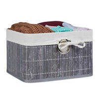 AUFBEWAHRUNGSKORB Grau Bambus faltbar 31 cm - Grau, Holz/Textil (31/20/31cm) - Relaxdays