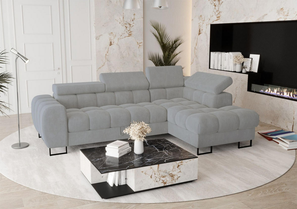 ECKSOFA Bastien Mit Schlaffunktion - Grau, Holzwerkstoff/Textil (260/170cm) - Fun Möbel