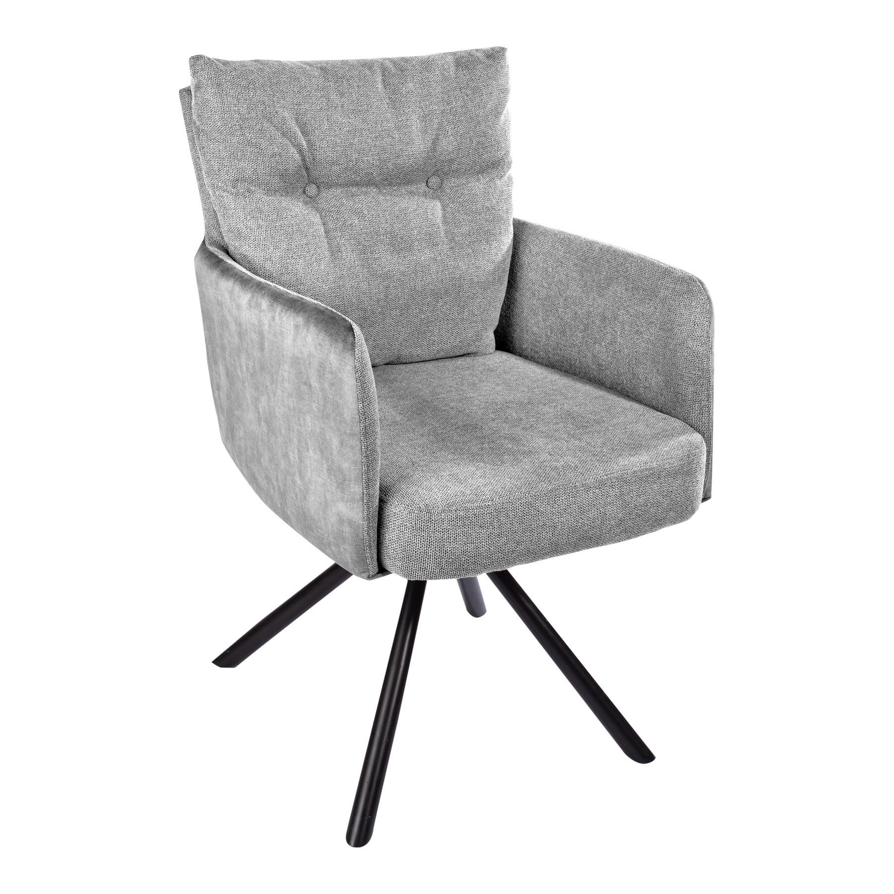 ARMLEHNSTUHL BIG GEORGE Samt, Strukturstoff Grau - Hellgrau, Textil (58/90/68cm) - riess-ambiente