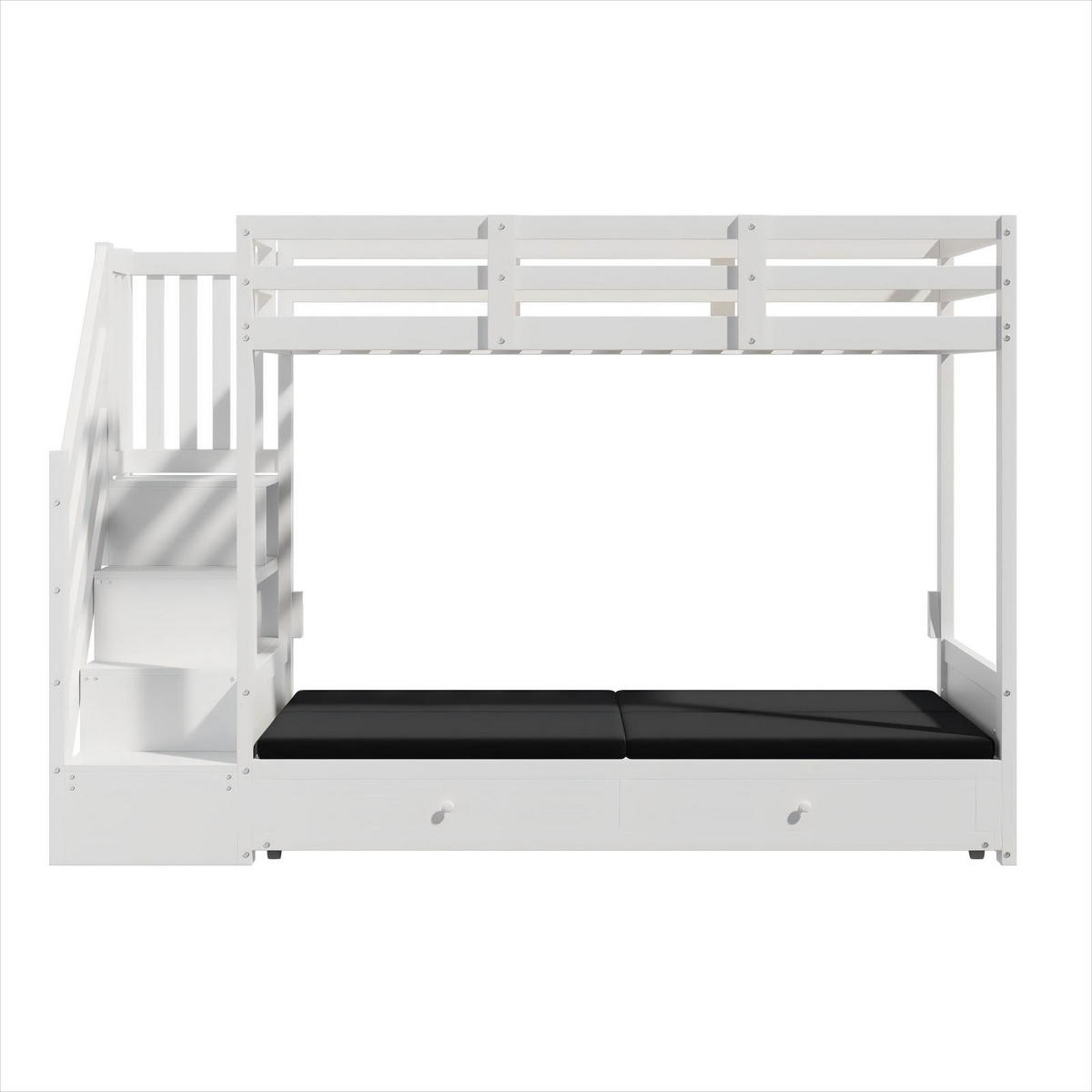 KINDERBETT Etagenbett 90x200 Treppe Schubladen Weiß - Weiß, Holz - FLIEKS