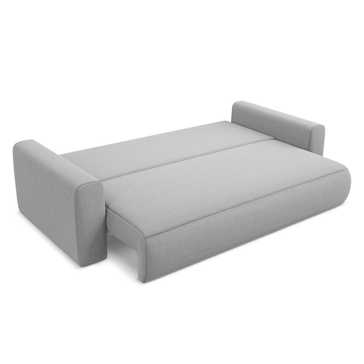 3-SITZER SOFA mit Schlaffunktion Samt Stoff Grau - Schwarz/Grau, Kunststoff/Textil (238/82/105cm) - LaMiaSofa