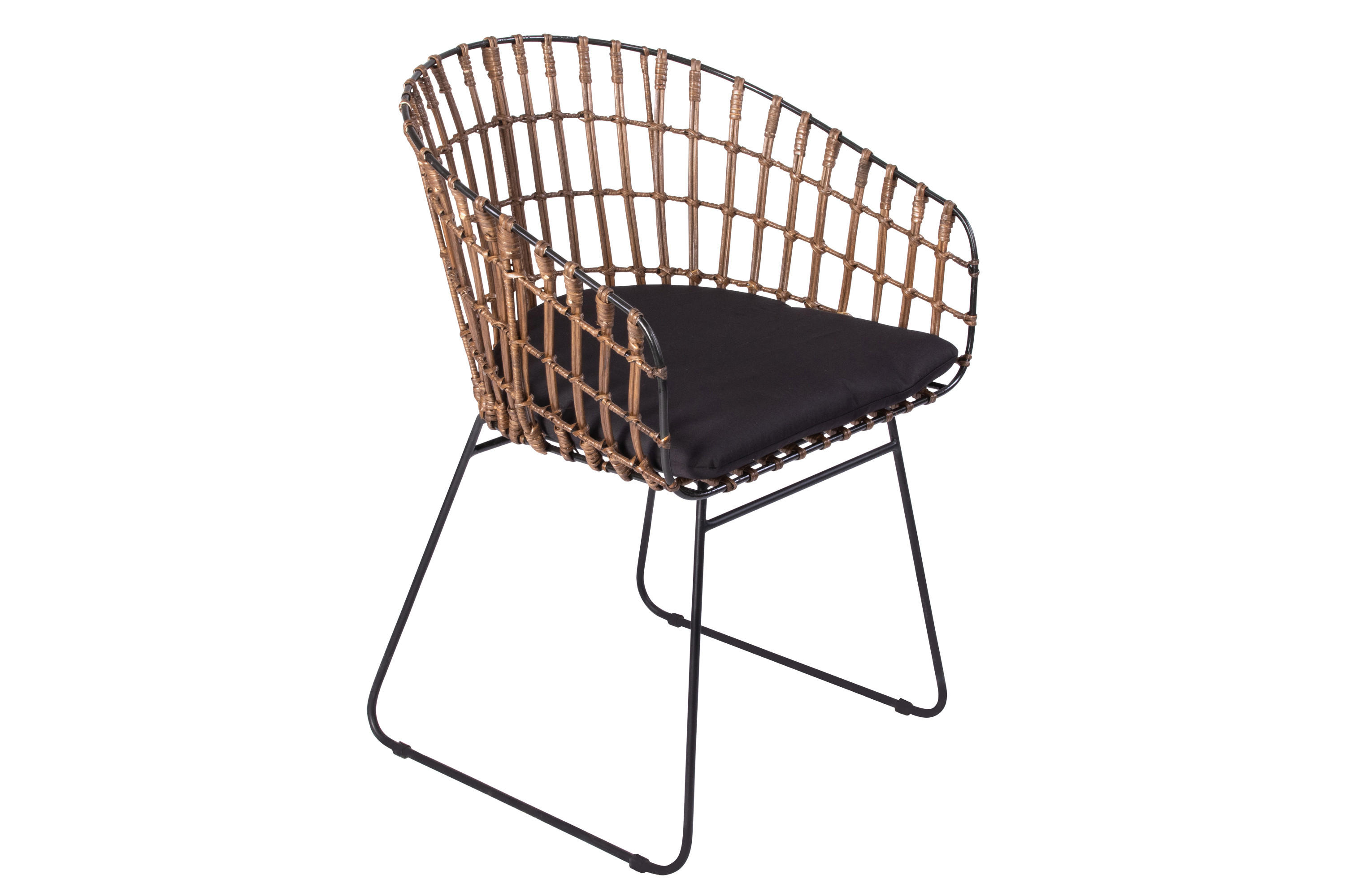 ESSZIMMERSTUHL LIMA - Nussbaumfarben/Schwarz, Naturmaterialien/Metall (45/80/45cm) - SAM