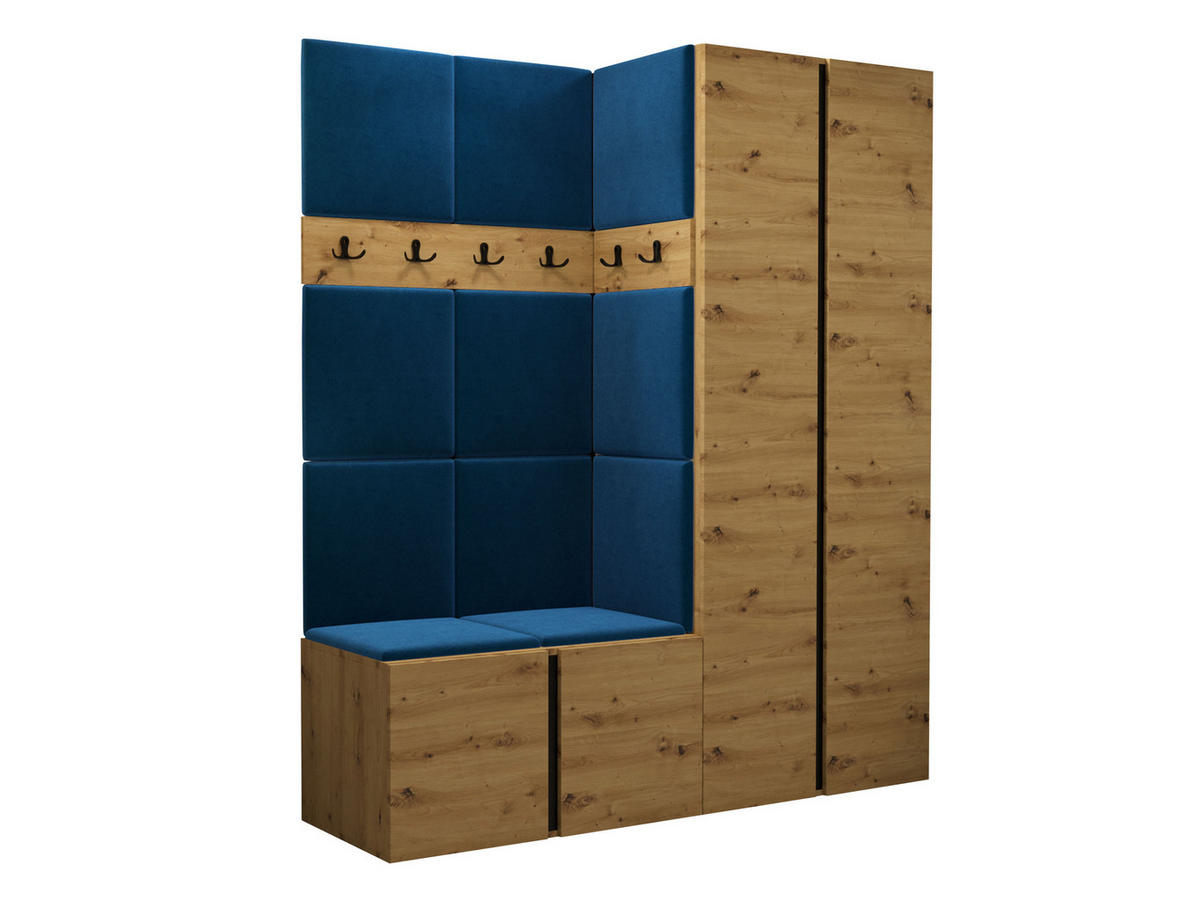GARDEROBEN-SET Orion III - Blau/Eiche Artisan, Holzwerkstoff/Kunststoff (158/186/46cm) - MIRJAN24
