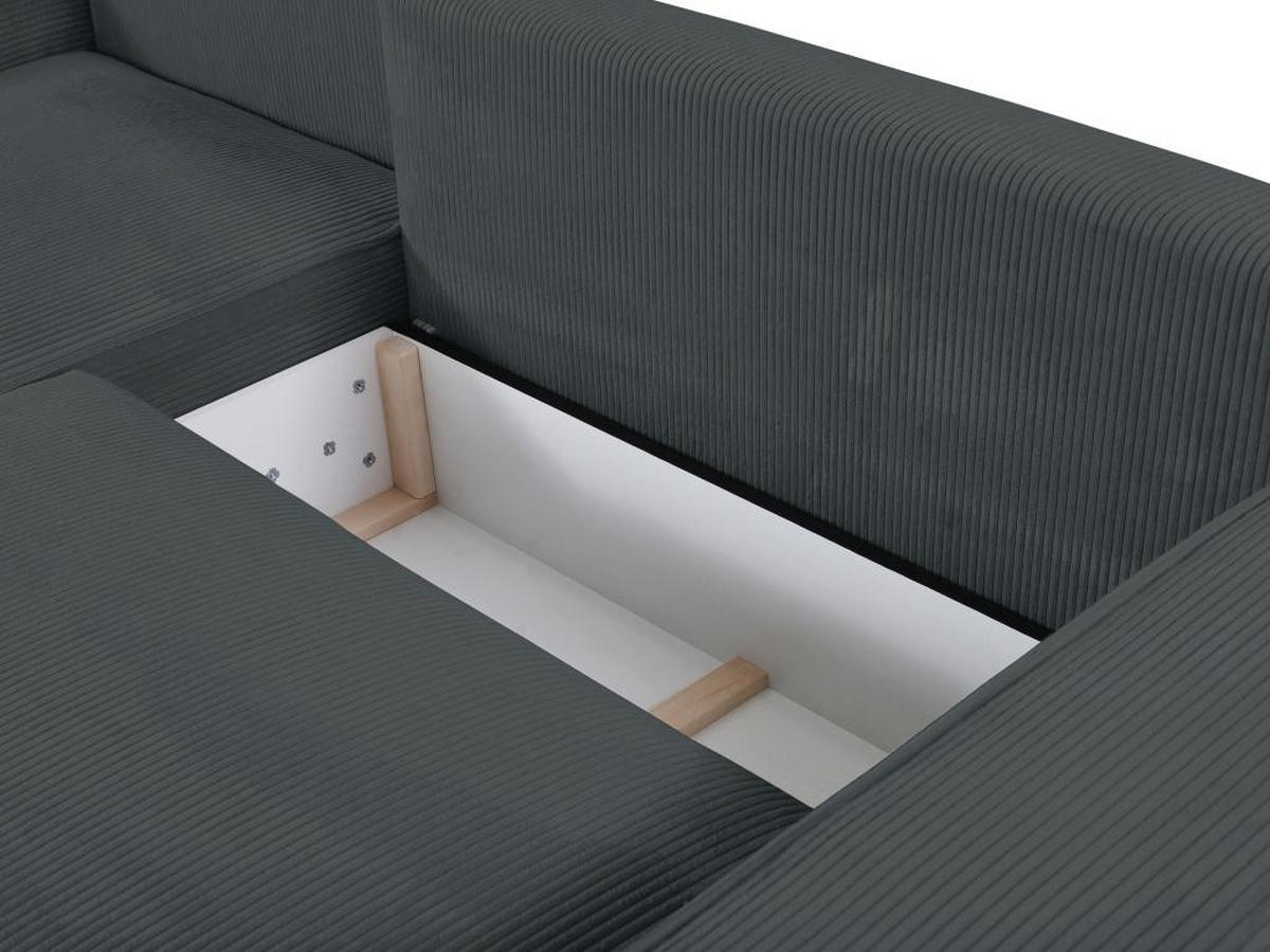 ECKSOFA mit Schlaffunktion - Ecke Links - Cord - Anthrazit - AMELIA - Anthrazit, Textil (167/267cm) - Vente-Unique