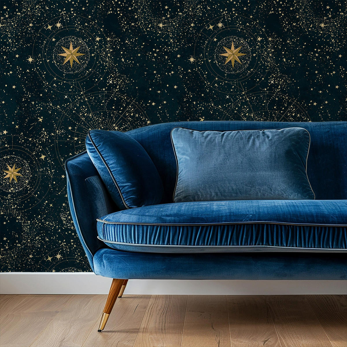 TAPETE Sterne aus echtem Papier, 200x280cm, 8 Bögen - Blau, Papier (200/280cm) - WALLPAPERS4BEGINNERS