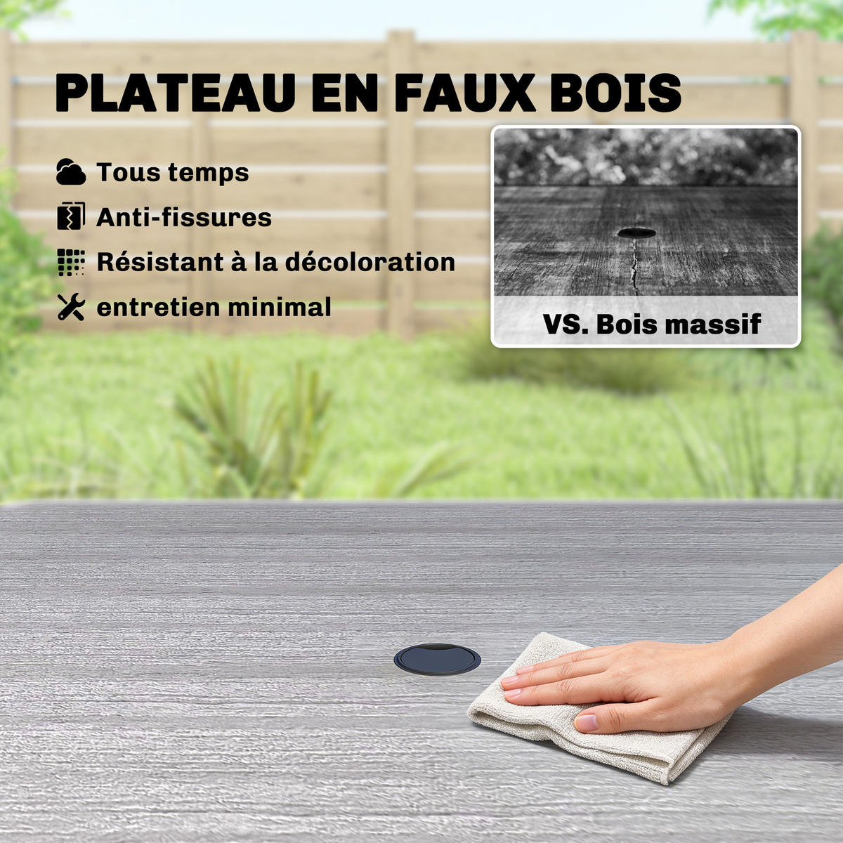 GARTENTISCH DE-14197 mit Schirmhalterung, 85x85 cm Grau - Hellgrau, Metall (85/85/72.5cm) - ComfortXL