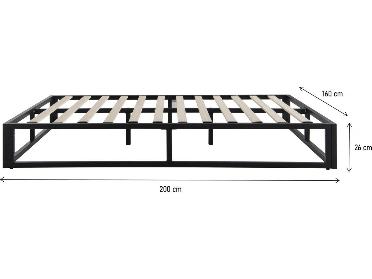 BETTGESTELL Metall Schwarz - Schwarz, Metall (160/200cm) - Habitat Garten