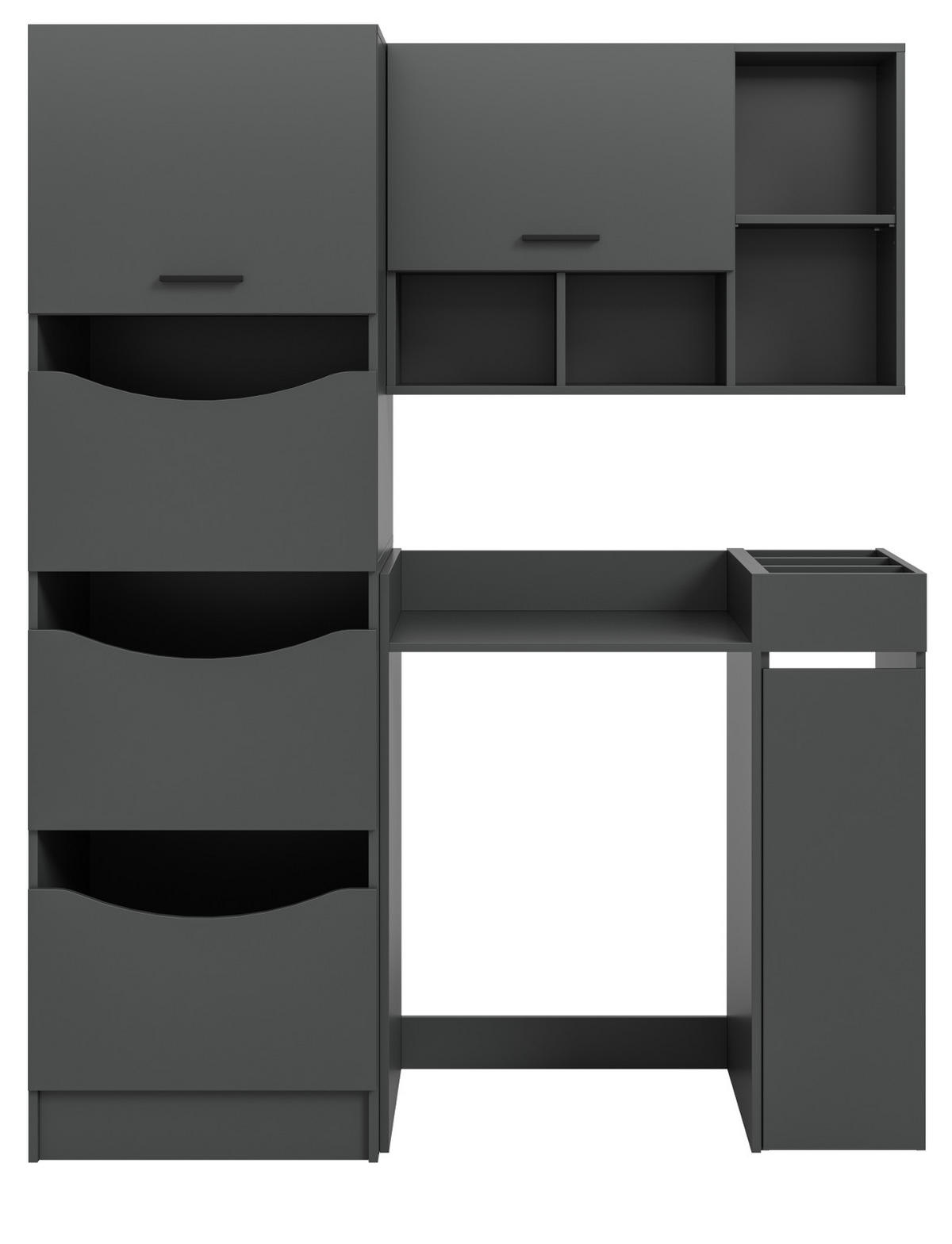 WASCHMASCHINENSCHRANK grau Set 4-teilig 155 x 196 cm, modernes Design - Schwarz/Grau, Holzwerkstoff/Kunststoff (155/196/68cm) - Inn.Furn