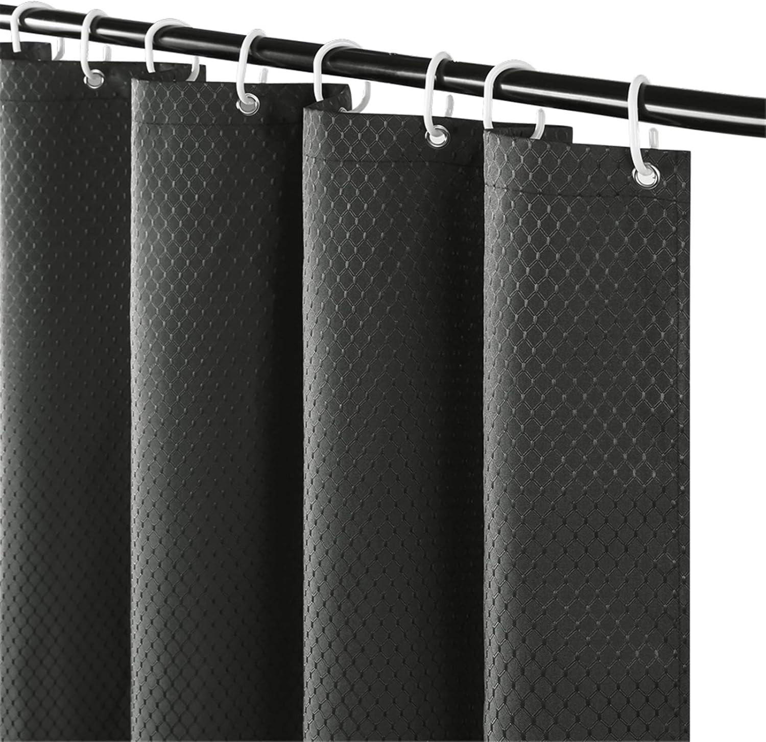 DUSCHVORHANG Waffelstruktur Stoff wasserdicht für Badewanne oder Badezimmer Dunkelgrau - Grau, Textil (200/180cm) - MCBOSON