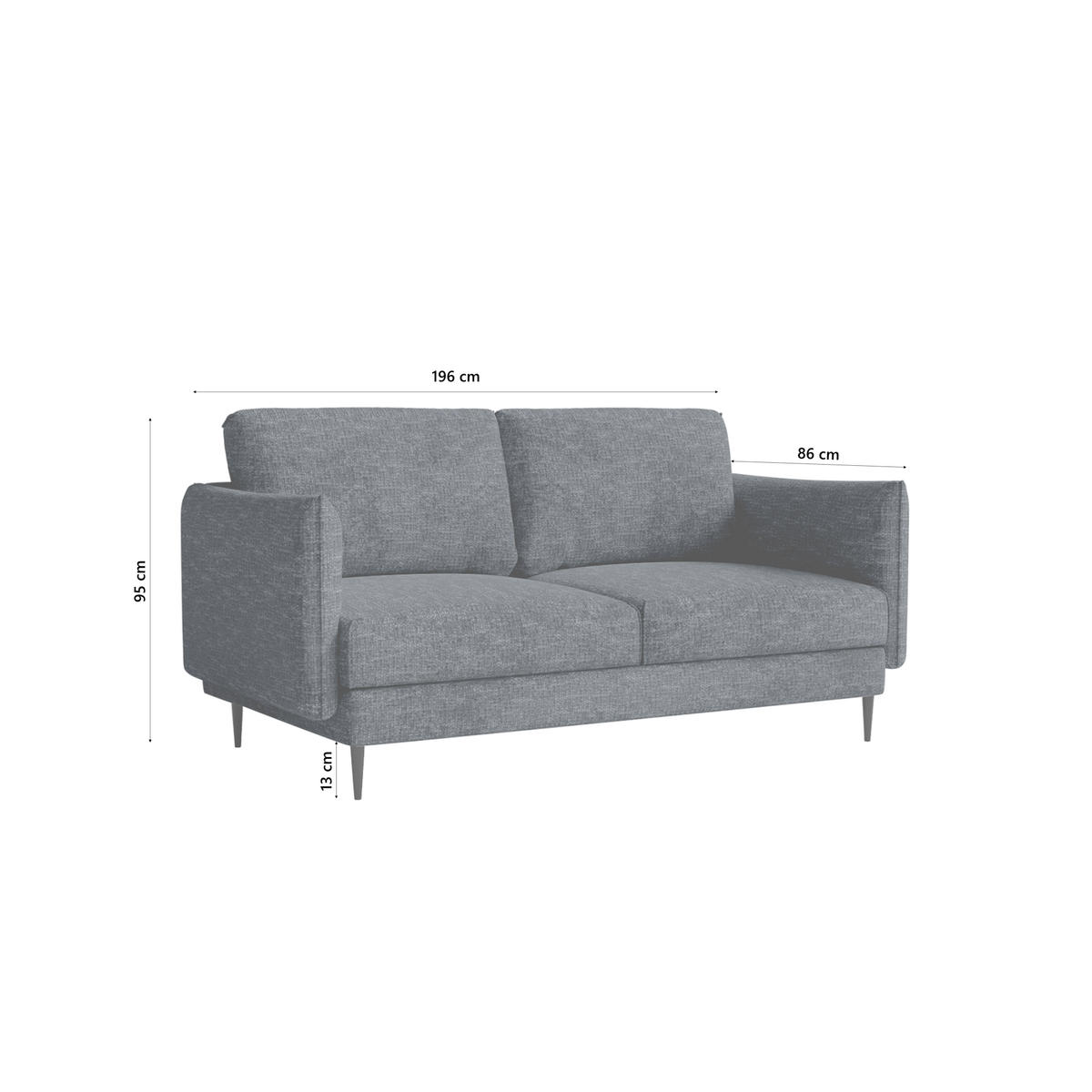 SOFA Koge Ohne Schlaffunktion, Graphit - Dunkelgrau, Textil (196/95/86cm) - Fedve