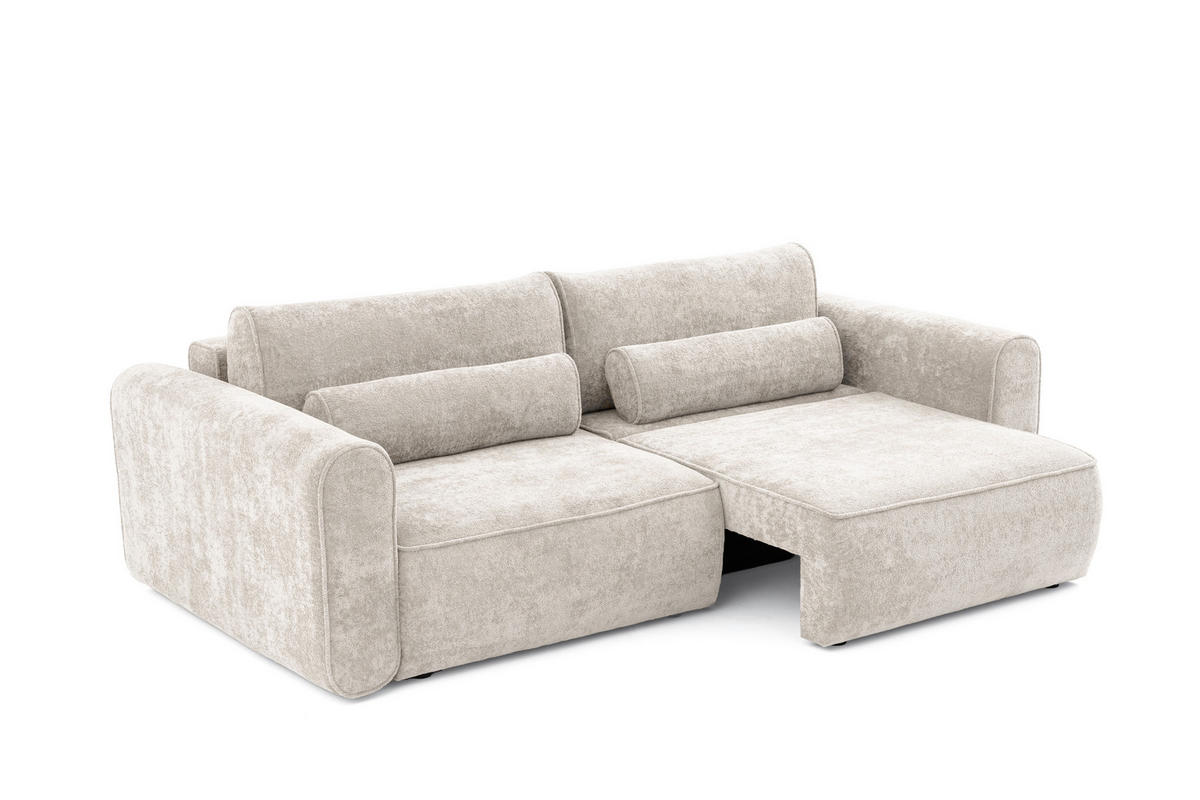 ECKSOFA Motion mit Schlaffunktion Funktional 3-sitzer Sofa - Beige, Textil (250/120cm) - Muffo