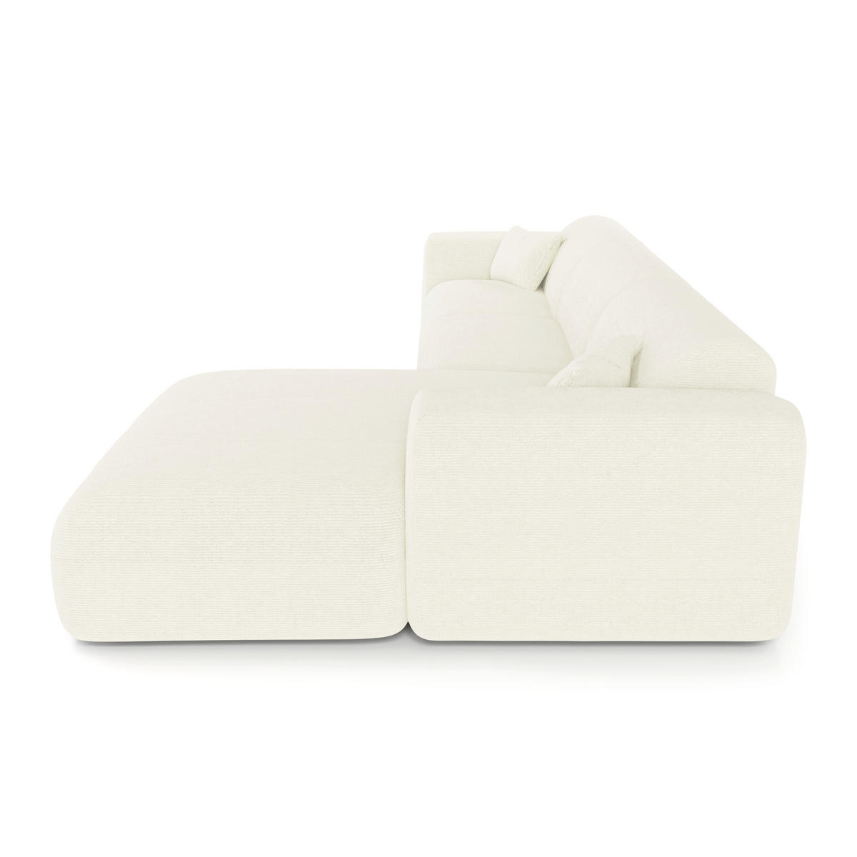 ECKSOFA RECHTS SCHLAFSOFA Gerippter Samt Creme 280cm - Creme, Textil (280/165cm) - Sia Home