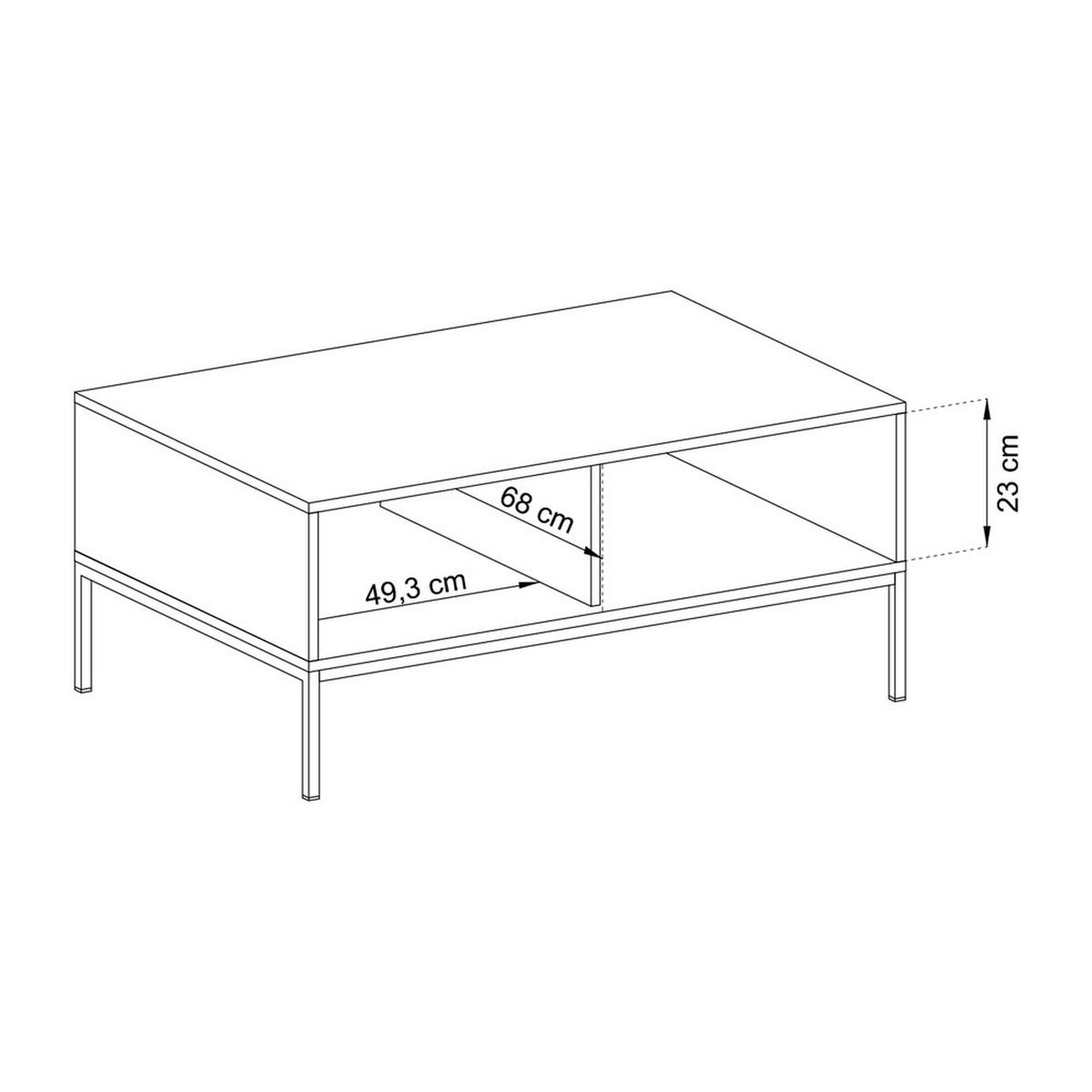 COUCHTISCH Monne Beige 68 x 104 cm - Beige/Schwarz, Holzwerkstoff/Metall (68/104/46cm) - Selsey