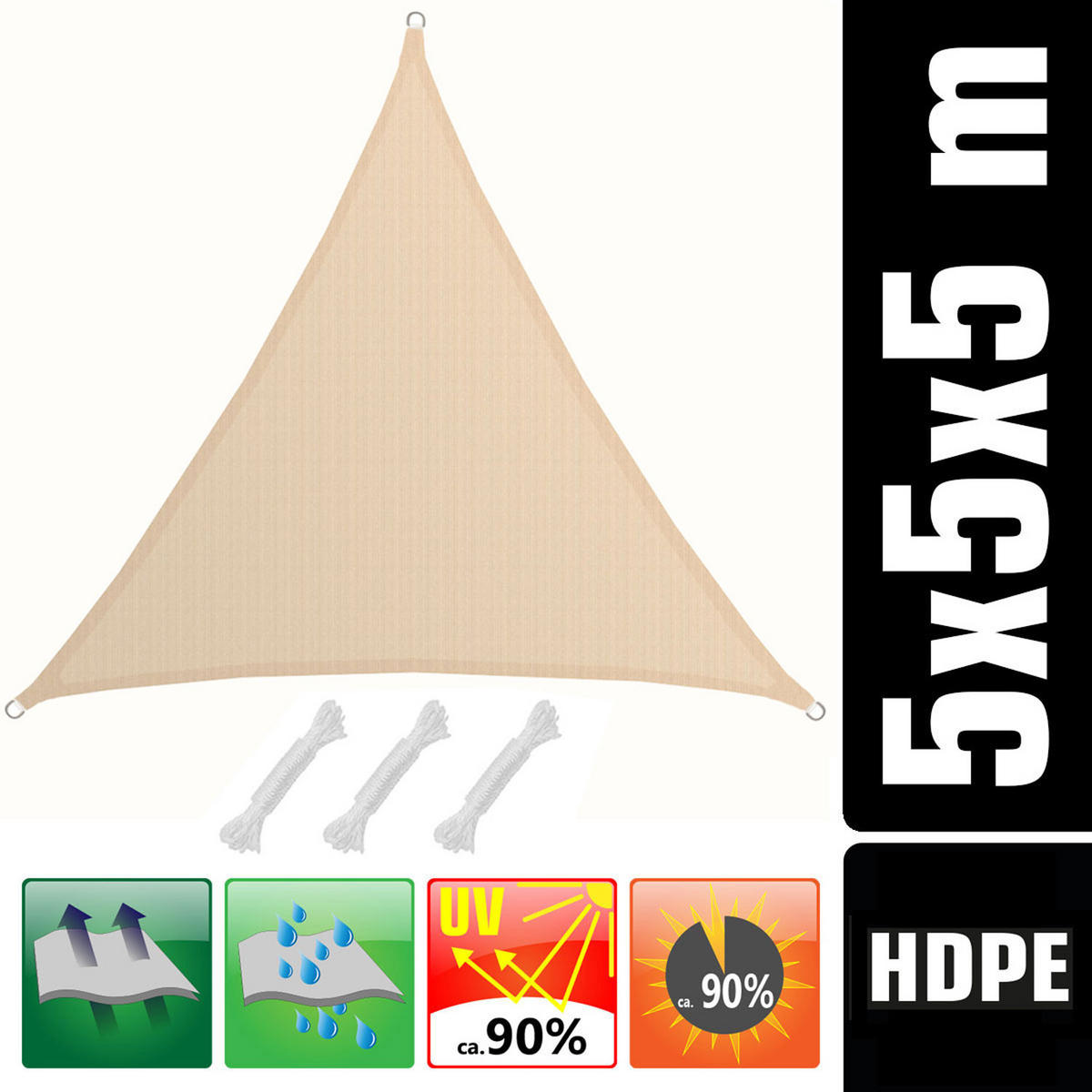 SONNENSEGEL Luftdurchlässig 500 cm Beige - Beige, Kunststoff (500/500cm) - Amanka