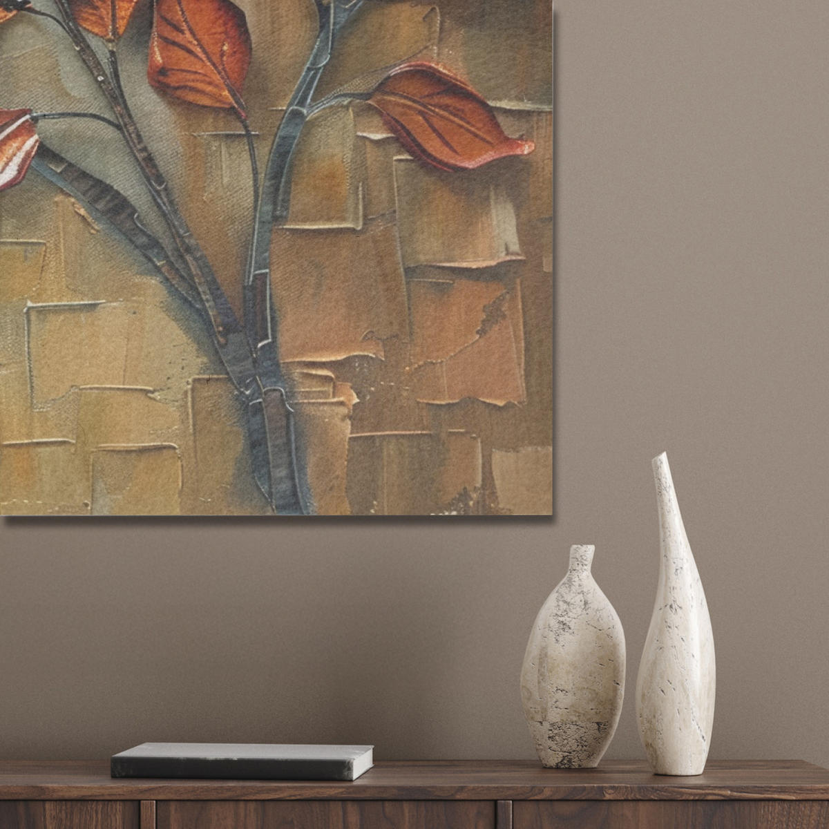 AKUSTIKPANEEL Baum - Abstrakt - Natur - Kunst 100x70 cm - Goldfarben, Textil (100/0.9/70cm) - MuchoWow