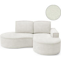 ECKSOFA MOLLY – Halbkreisförmig, Abriamo-Bouclé, Lose Kissen, Bouclé-Bezug, 210x157x88 cm, Rechts, Weiß - Weiß, Holz/Textil (210/157cm) - DomoHome