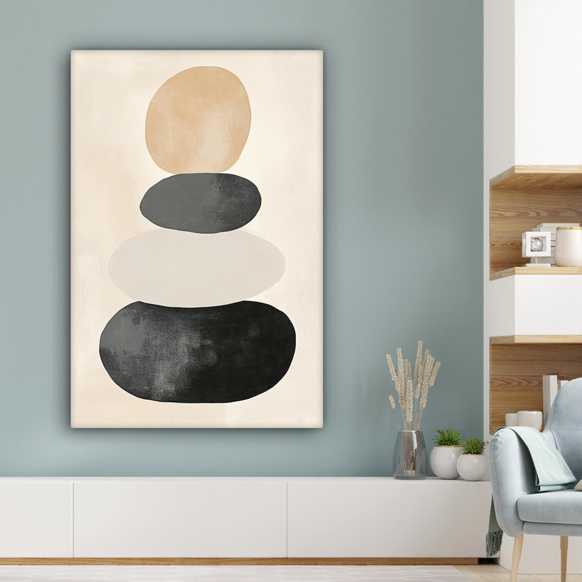 LEINWANDBILD Japandi - Wabi sabi - Beige Deko Groß 90x140 cm - Taupe, Textil (90/140cm) - MuchoWow