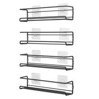 GEWÜRZREGAL 4er-Set Wandregal Wandmontage Klebehaken Metall Schwarz - Schwarz, Metall (29/6.5/6.5cm) - Livingandhome