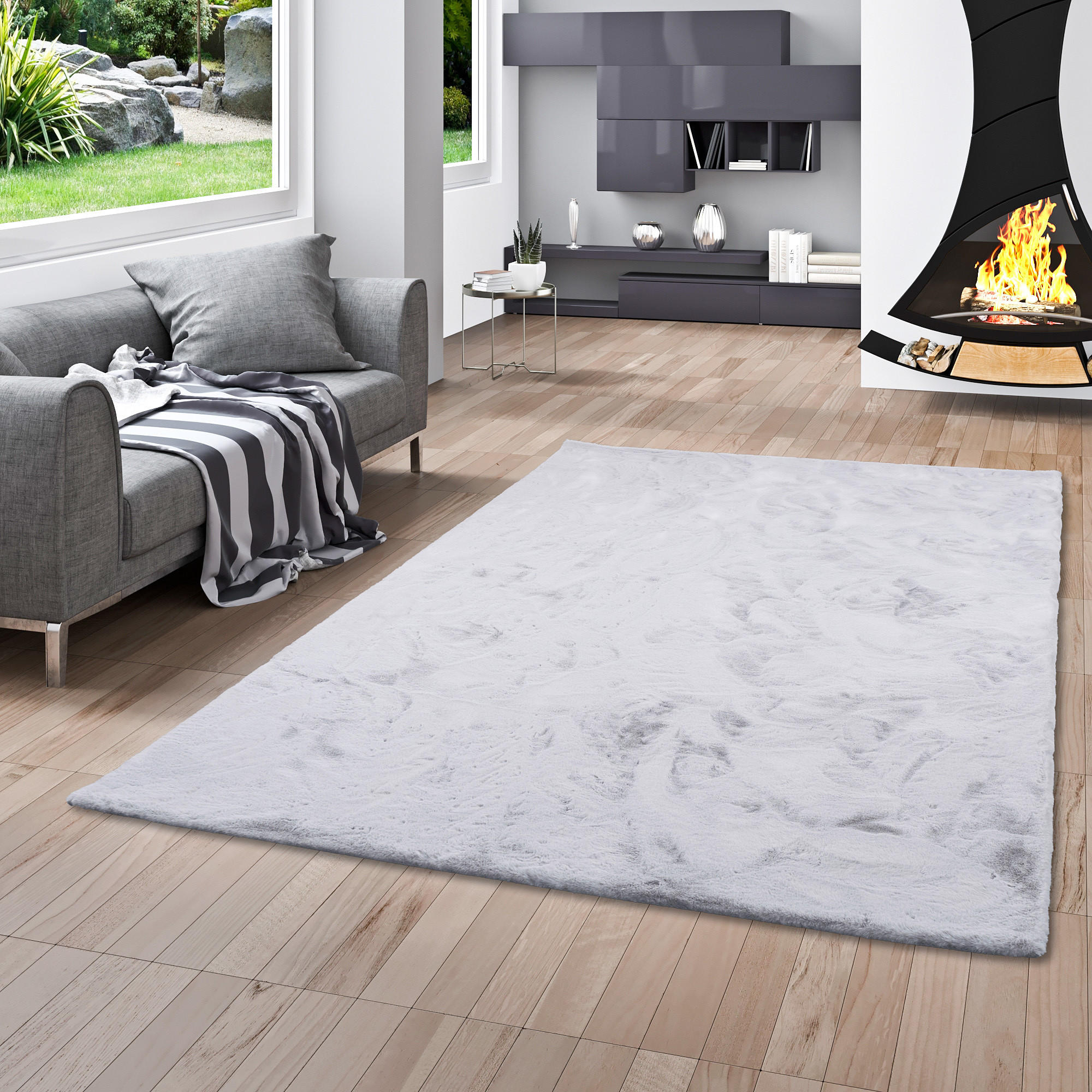 FELLTEPPICH LUXUS SUPER SOFT PLUSH - Hellgrau, Textil (90/160cm) - Pergamon