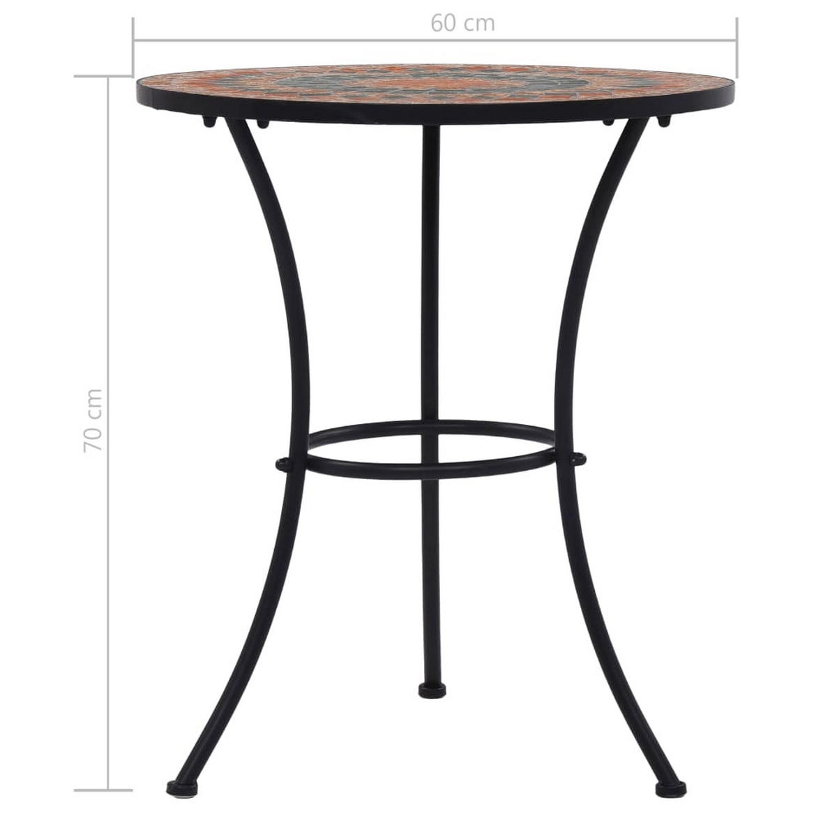 MOSAIK-BISTROTISCH Orange/Grau 60 Cm Keramik - Orange, Keramik (60/60/70cm) - vidaXL