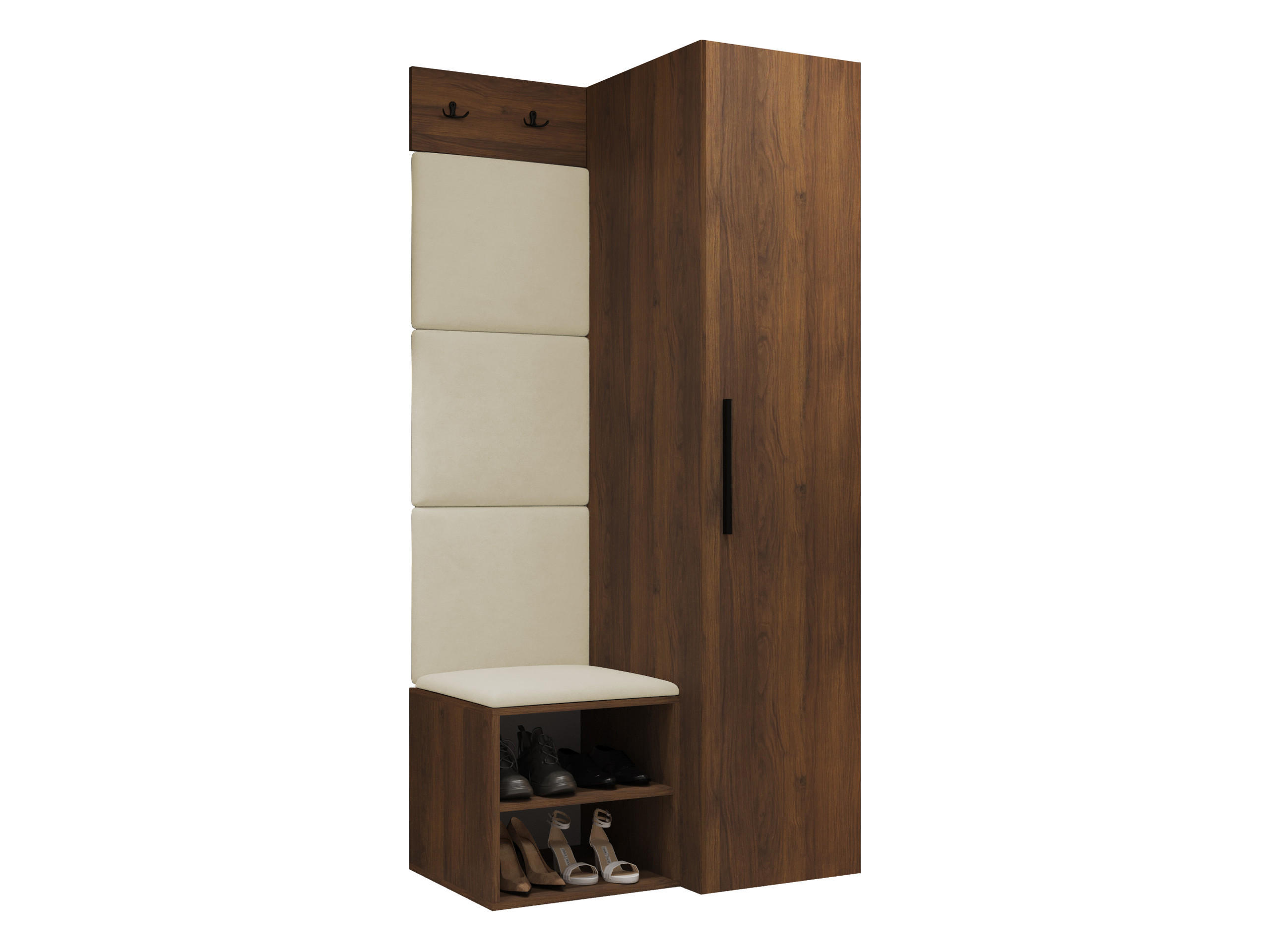 MOBILIER PENTRU HOL Medi III - bej/culoare lemn de nuc, material plastic/compozit lemnos (40/191/50cm) - MIRJAN24