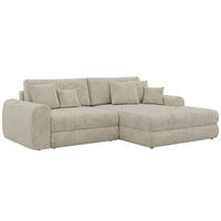 ROHOVÁ SEDAČKA ARELIA L - Krémová Hrubě tkaná žinylka - Vlevo - černá/krémová, textil/plast (292/205cm) - MKS