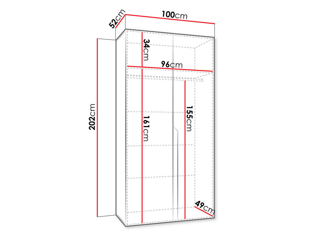 DREHTÜRENSCHRANK Mila I 100 - Kaschmir/Goldfarben, Holzwerkstoff/Kunststoff (100/202/52cm) - MIRJAN24