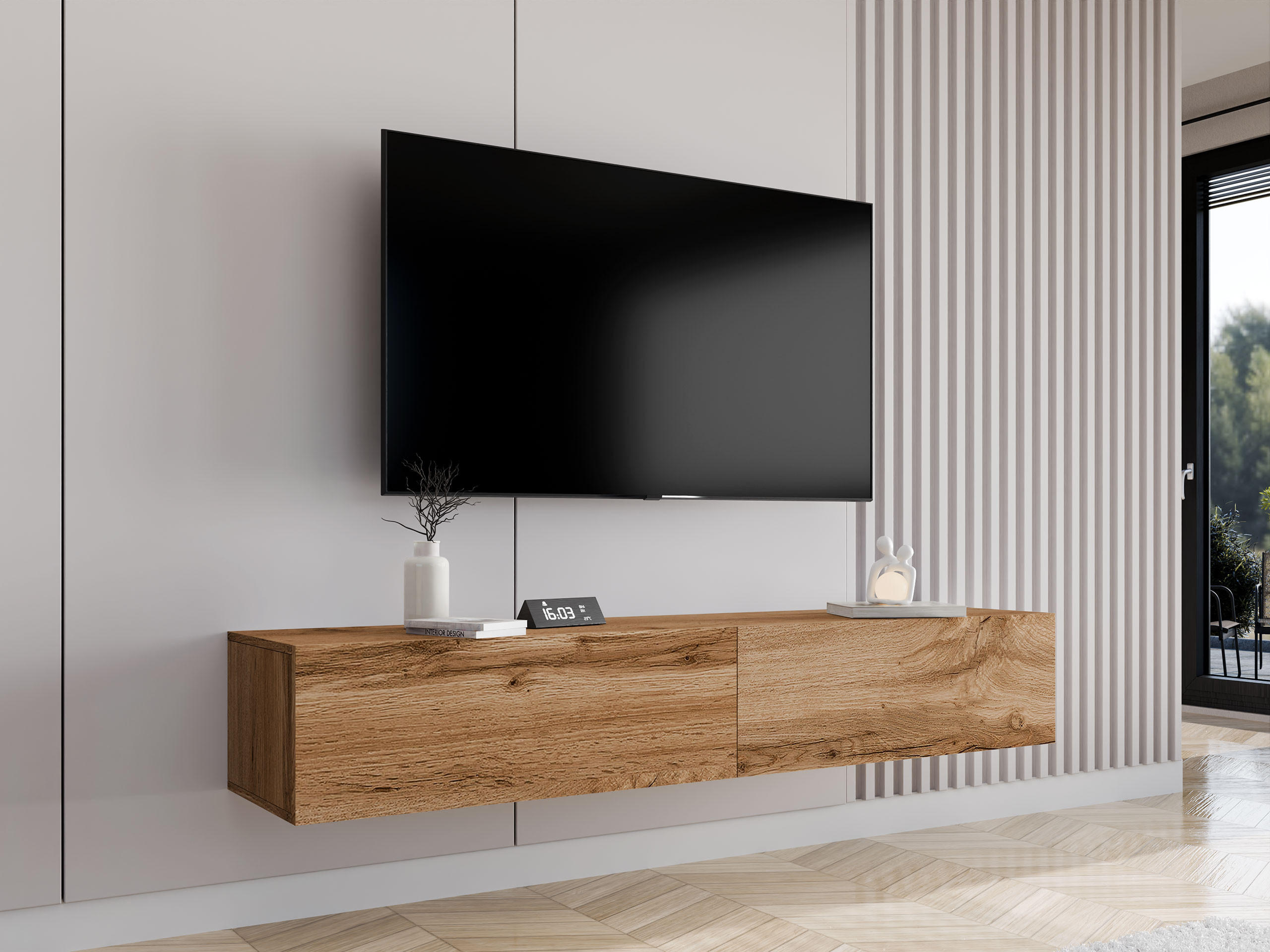 TV-LOWBOARD Vigo 180 - Eiche Wotan, Holzwerkstoff (180/30/40cm) - MIRJAN24