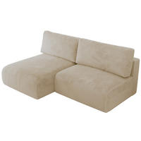 ECKSCHLAFSOFA VIVO L Creme Plüsch - links - Creme/Schwarz, Kunststoff/Textil (223/150cm) - MKS