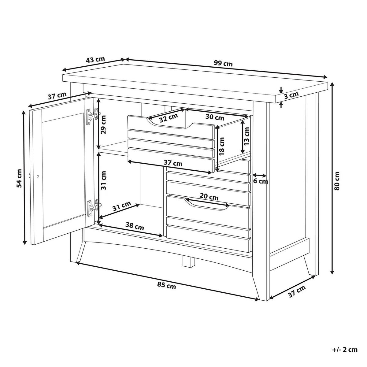 SIDEBOARD se 2 dveřmi Hnědý Agora - hnědá, kompozitní dřevo (99/80/43cm) - Beliani