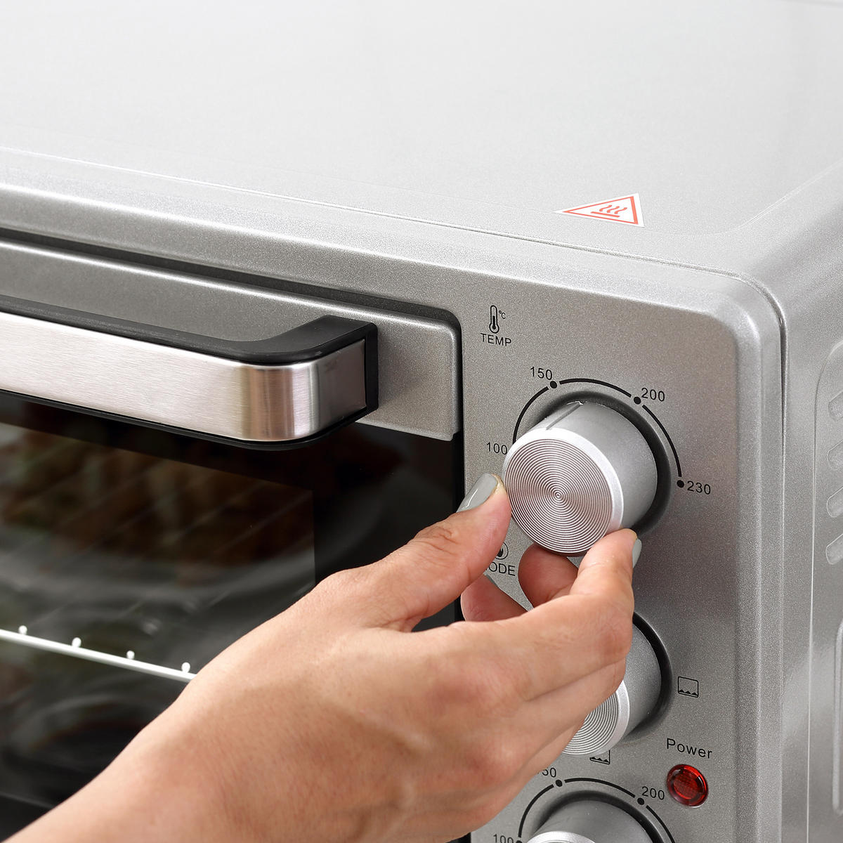 MINIBACKOFEN 32L 1600W Elektrischer Ofen mit Umluft, Backblech, Grillrost & Krümelblech, Edelstahl Glas, Silber - Silberfarben, Metall (52.2/33.5/38.1cm) - Beaface