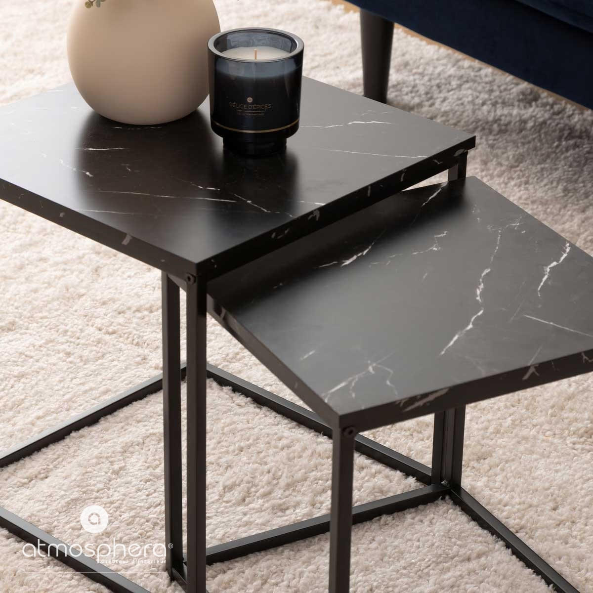 BEISTELLTISCHE Jones 2er-Set - Schwarz, Metall (37.5/37.5/40cm) - Atmosphera Createur d´interieur