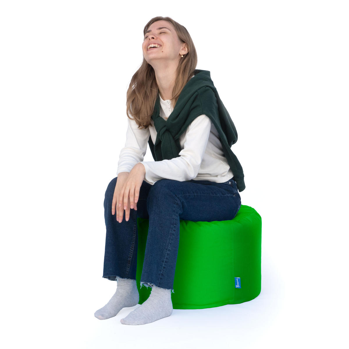 SITZPOUF L grün - Grün, Textil (500/300/500cm) - Bruni