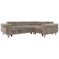 ECKSOFA FALCO L - Hellbraun Cord - Rechts Seite - Hellbraun/Schwarz, Textil/Metall (268/197cm) - MKS