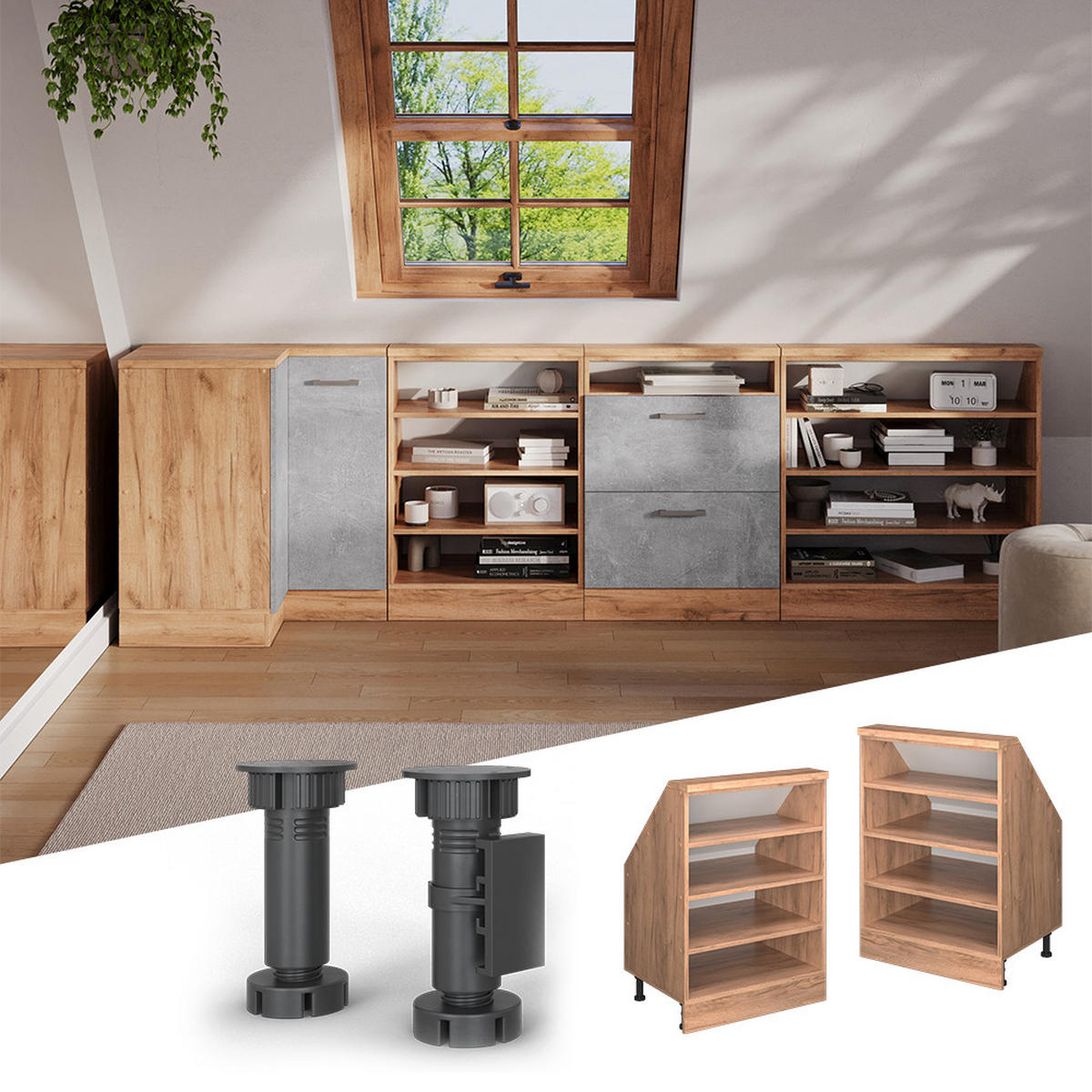 SKŘÍŇ POD ŠIKMOU STŘECHU Rion Zlatý mocný dub - medově dubová, kompozitní dřevo (60/81.6/46cm) - Vicco