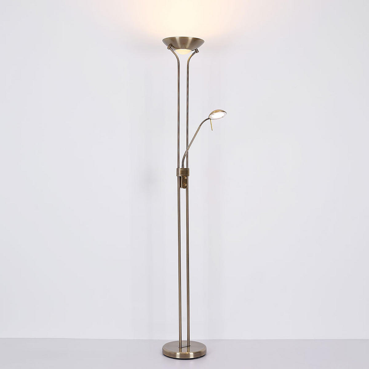 LED STEHLEUCHTE Metall Messing - Messingfarben, Glas (25.5/25.5/180cm) - Globo Lighting