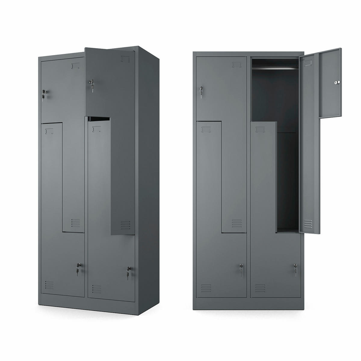 MEHRZWECKSCHRANK 4-türig mit 4 Fächer Anthrazit 80x185x45cm - Anthrazit, Metall (80/185/45cm) - Muralo