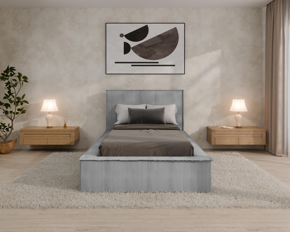 POLSTERBETT SANA 100x200cm Elegantes Polsterbett für modernen Wohnstil , ohne matratze, grau - Grau, Holz (100/200cm) - Homesy