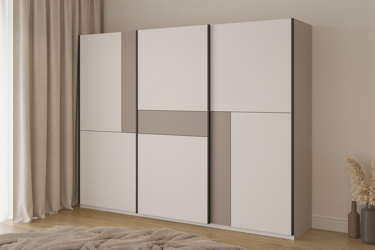 SCHWEBETÜRENSCHRANK LUBERO 270/210/60 cm 3-türig Kaschmir - Kaschmir/Beige, Holzwerkstoff (270/210/60cm) - MASSENO