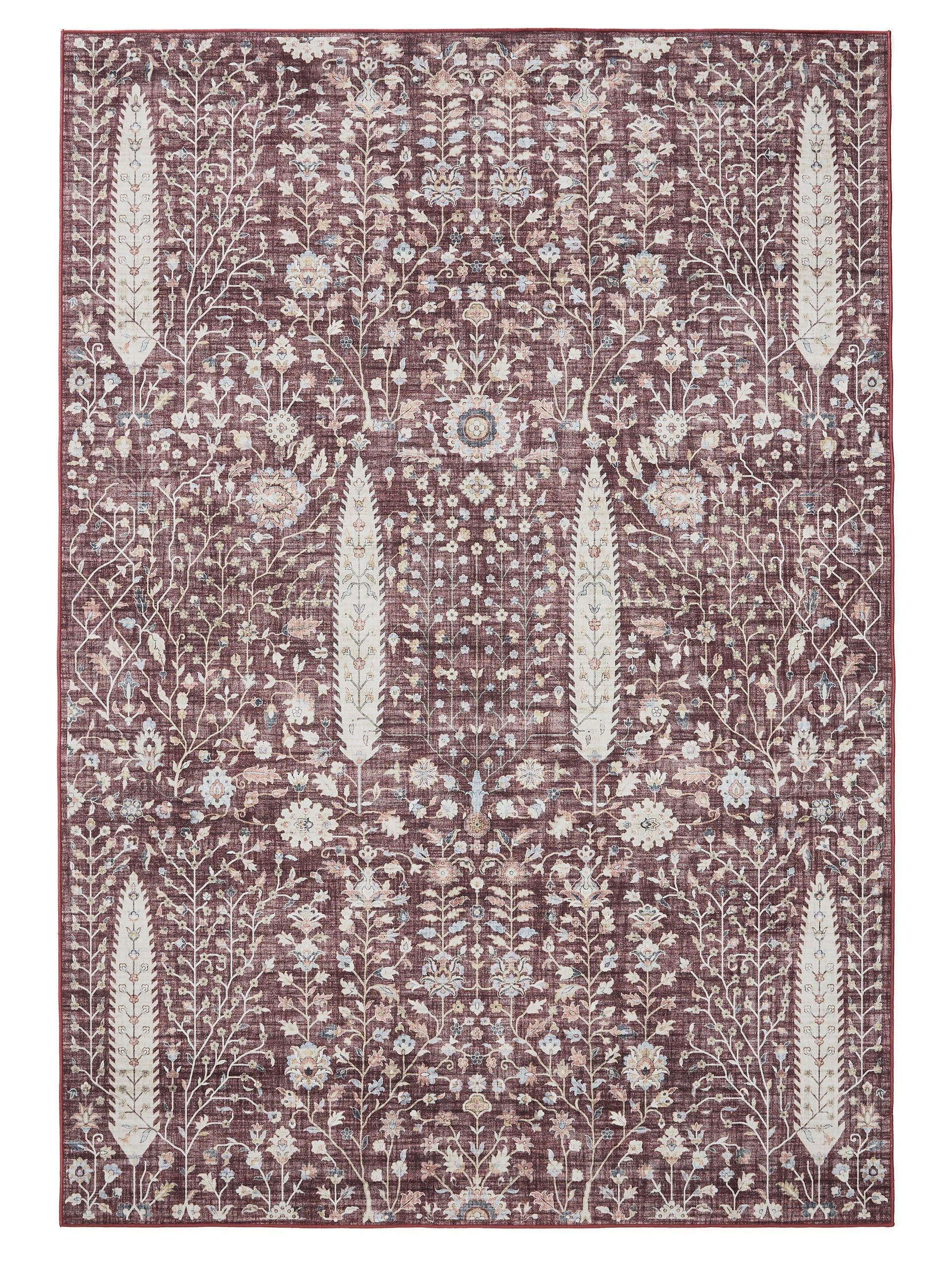 VINTAGE-TEPPICH George waschbar 200x300 cm - Bordeaux, Kunststoff (200/300cm) - benuta