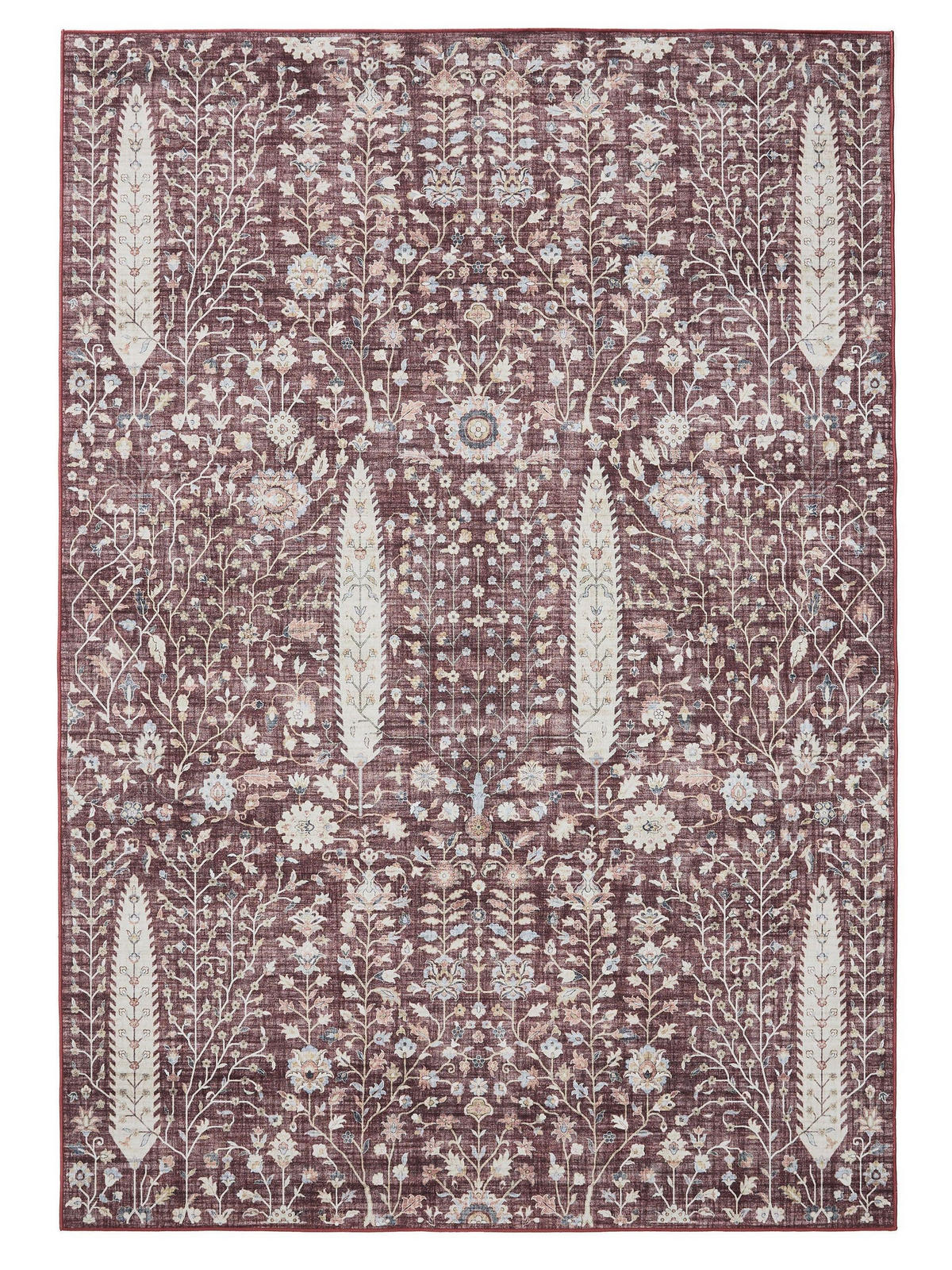 VINTAGE-TEPPICH George waschbar 80x150 cm - Bordeaux, Kunststoff (80/150cm) - benuta
