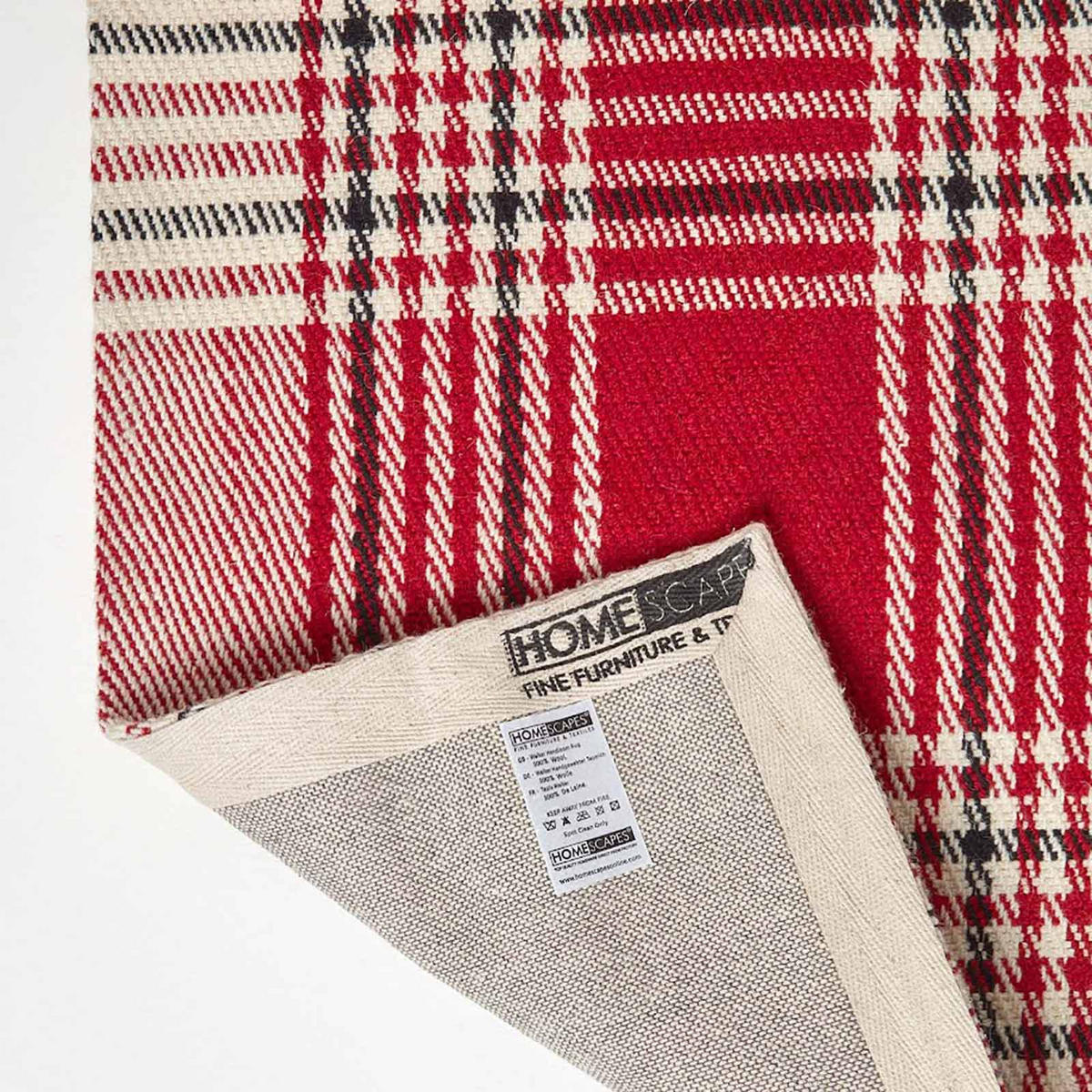 HANDWEBTEPPICH Walker kariert 70/120 cm - Rot, Textil (70/120cm) - Homescapes