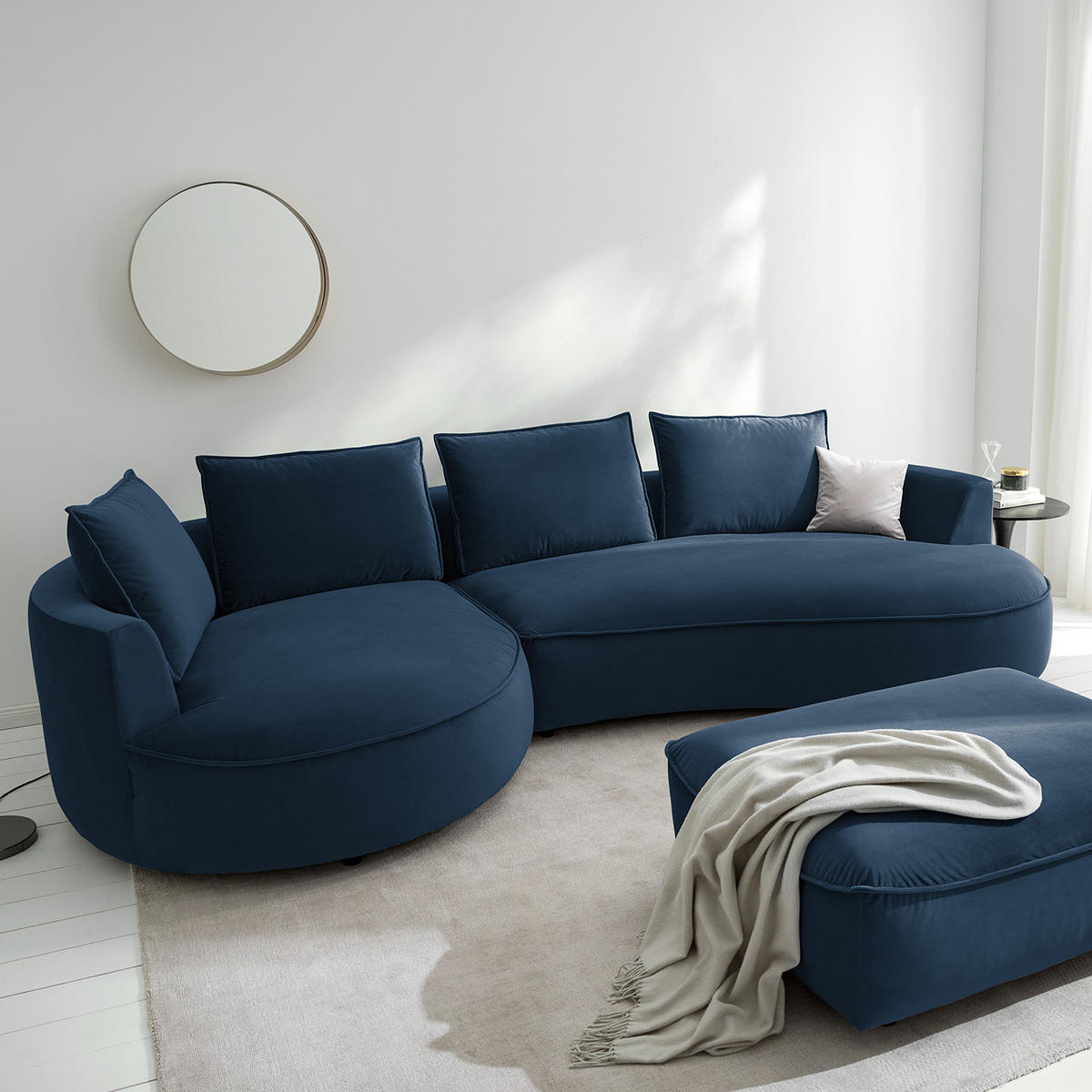 BIGSOFA - Dunkelblau, Naturmaterialien/Kunststoff (322/82/154cm) - home24
