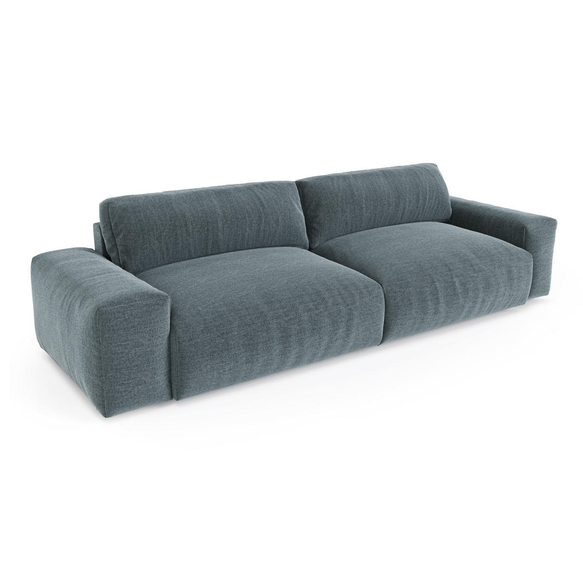 SOFA 3-SITZER Rastergewebe mit weichem Griff Jeansblau 220cm - Blaugrau, Textil (220/47/120cm) - Sia Home