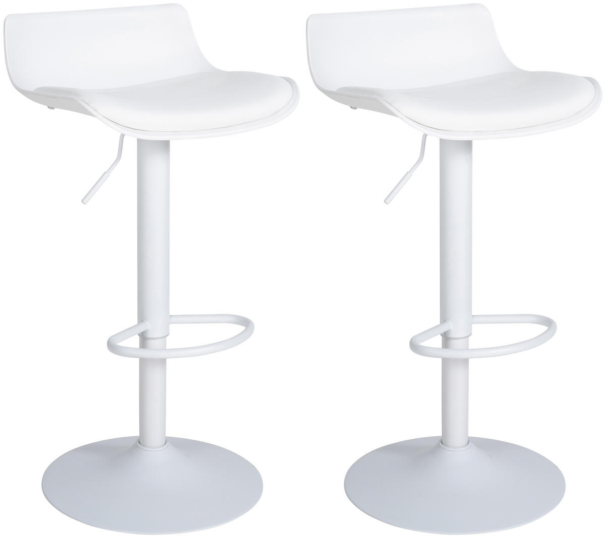 BARHOCKER 2er Set Kunststoff weiß - Weiß, Kunststoff/Textil (43/69/44cm) - CLP