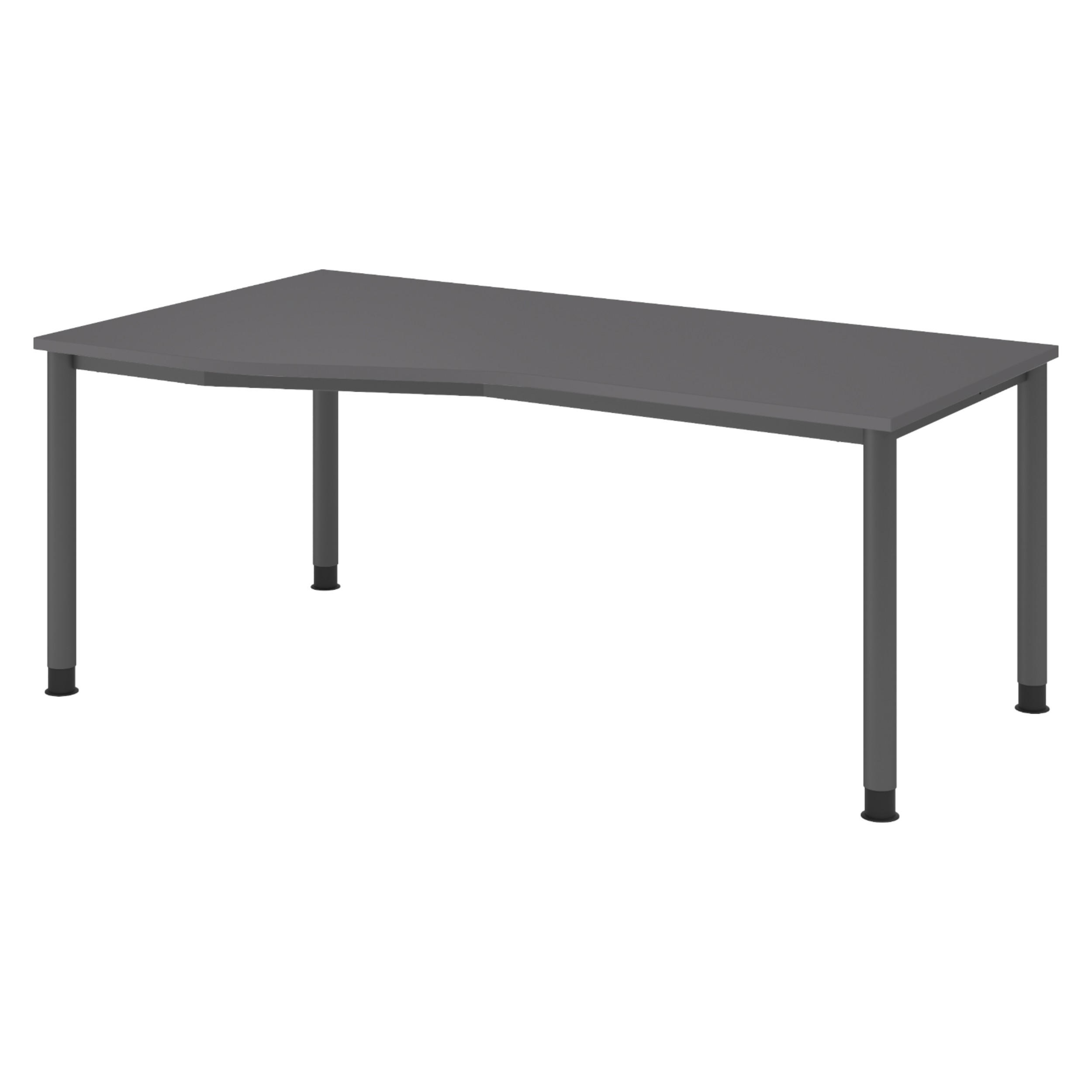 SCHREIBTISCH Serie-H Gestell: Graphit 100/180/74 cm in Graphitfarben - Graphitfarben, Holzwerkstoff (100/180/74cm) - bümö